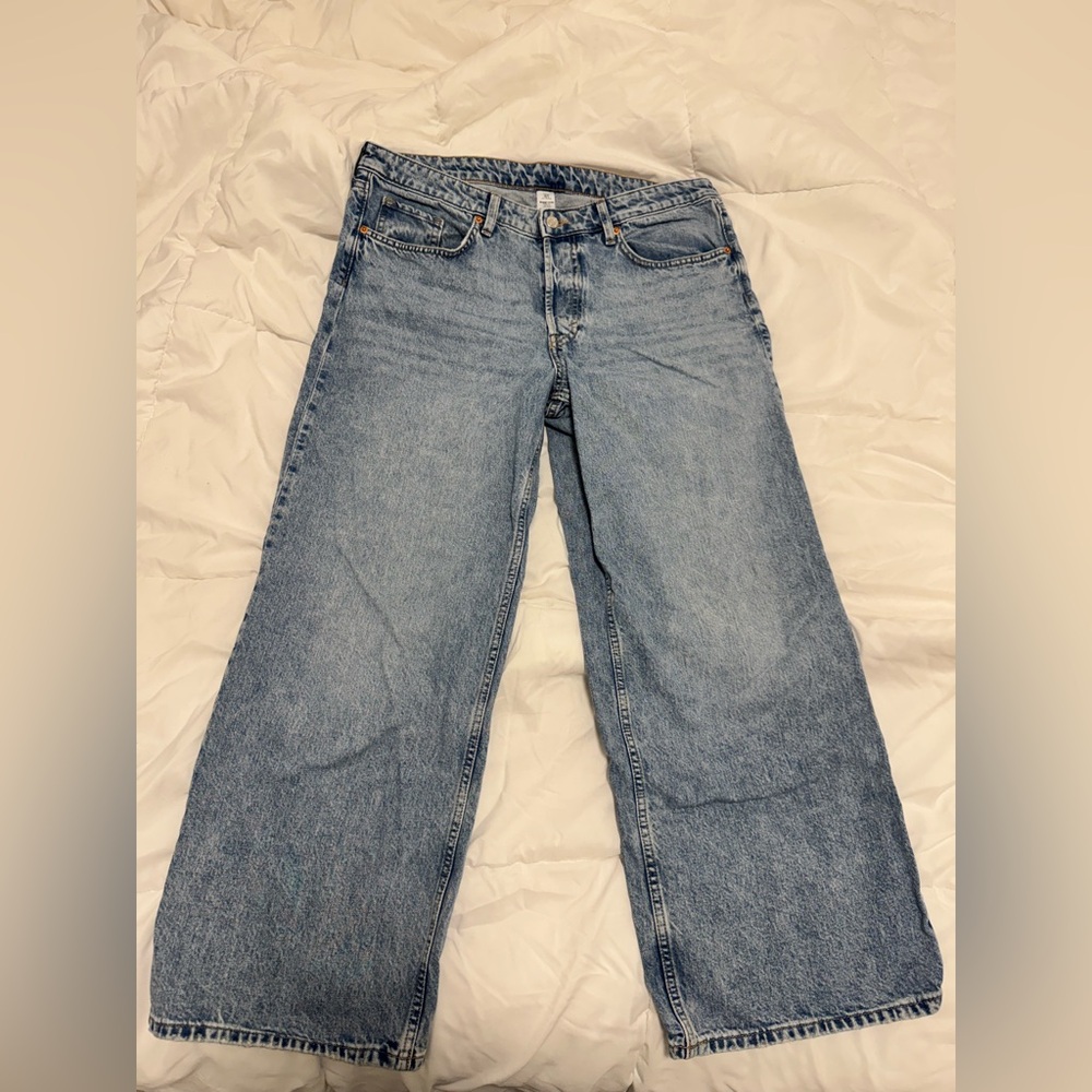 H&M Blue Baggy Wide Low Jeans, 12